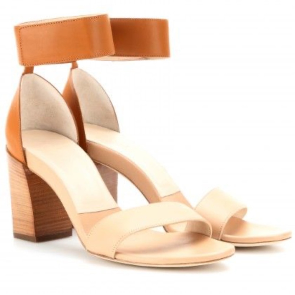 CHLOE Color block beige & nude ankle strap Leather Sandals